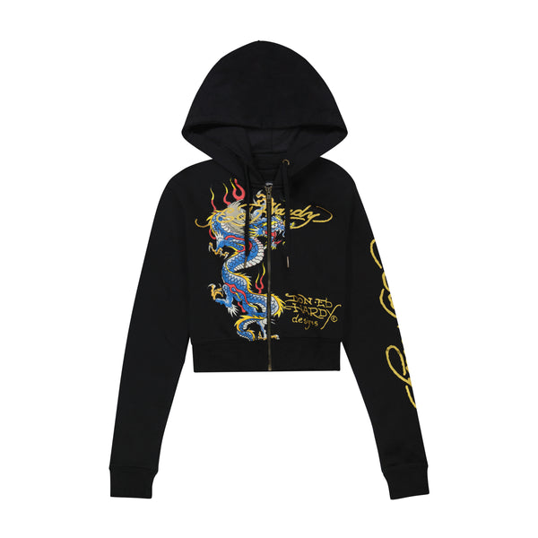 ed hardy Cropped Dragon Hoodie