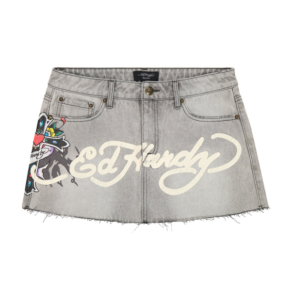 ed hardy Cross Denim Mini Skirt