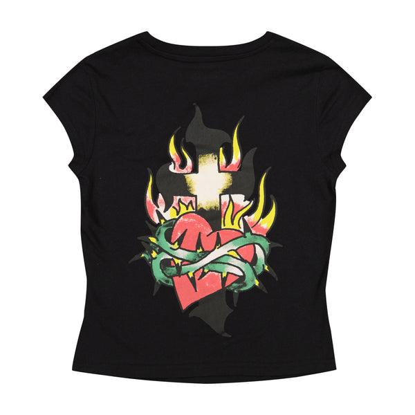 ed hardy Cross Heart Cap Sleeve Tee