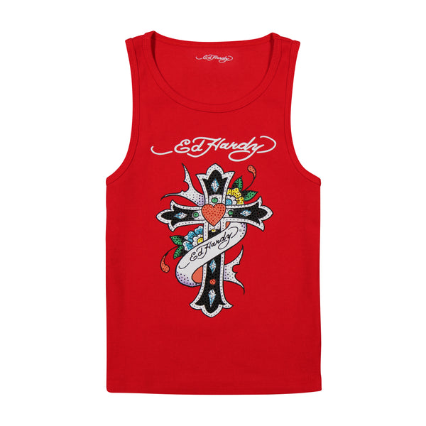 ed hardy Cross Rhinestone Tank Top
