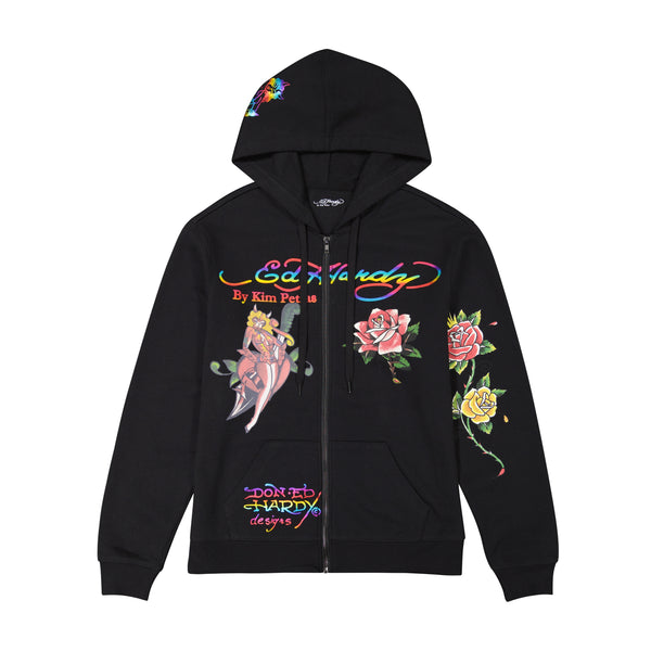 Ed Hardy Dagger Girl Zip Front Hoodie