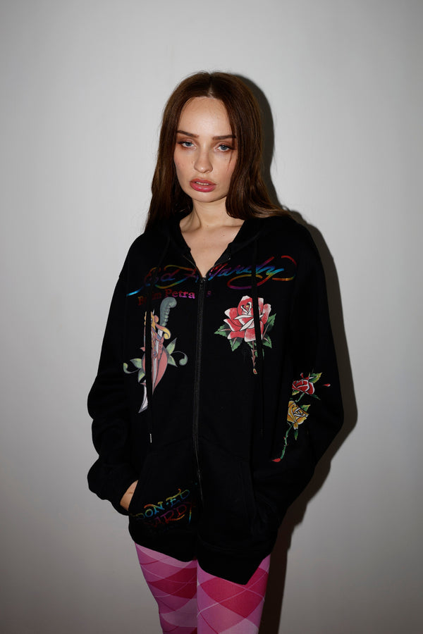 ed hardy Dagger Girl Zip Front Hoodie