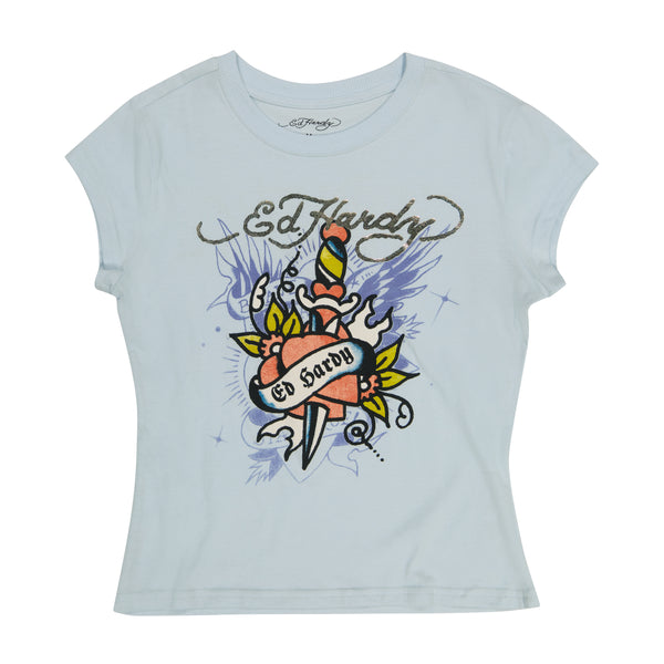 ed hardy Dagger Heart Cap Sleeve Fitted Tee