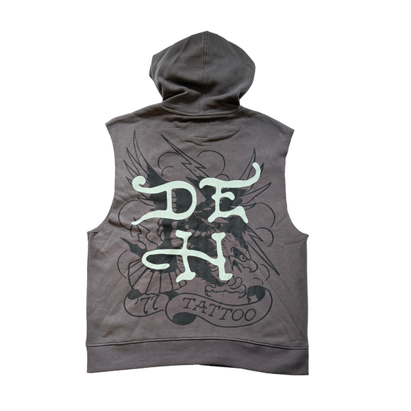 Ed Hardy DG Skull Fleece Cut Off Hoodie