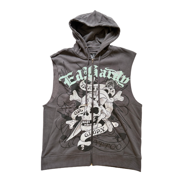 ed hardy DG Skull Fleece Cut Off Hoodie