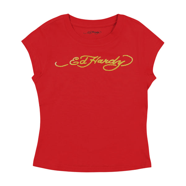 Ed Hardy Dragon Cap Sleeve Tee