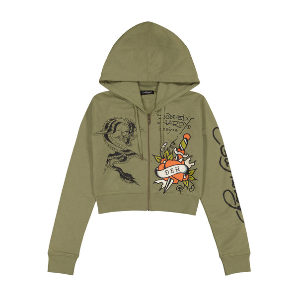 ed hardy Dragon Dagger Zip Front Hoodie