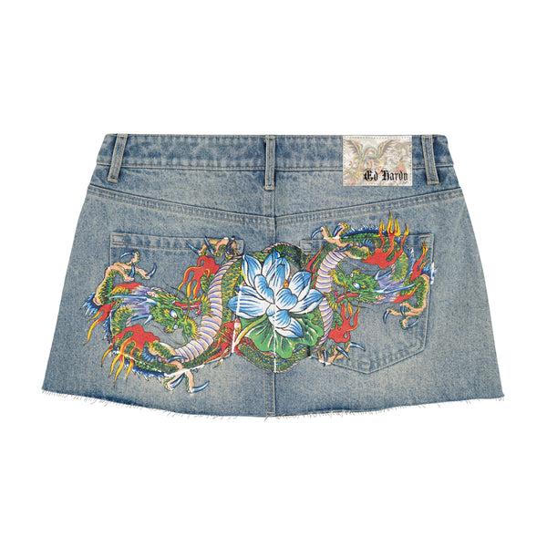 Ed Hardy Dragon Denim Mini Skirt