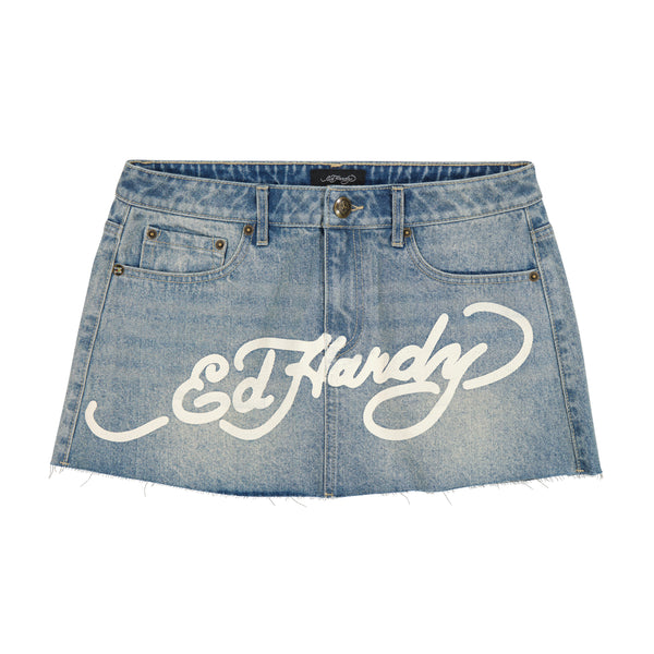 ed hardy Dragon Denim Mini Skirt
