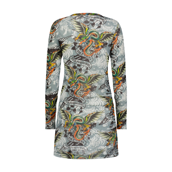 ed hardy Dragon Wings Mesh Dress