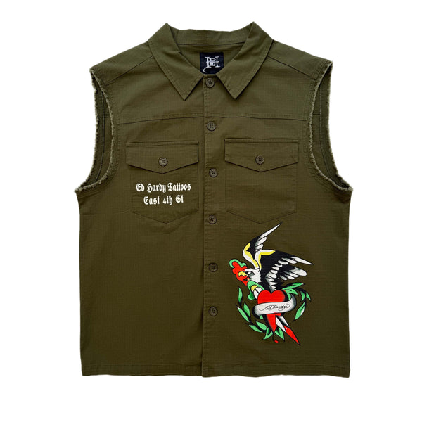 ed hardy Eagle Skull Twill Sleeveless Shirt Jacket