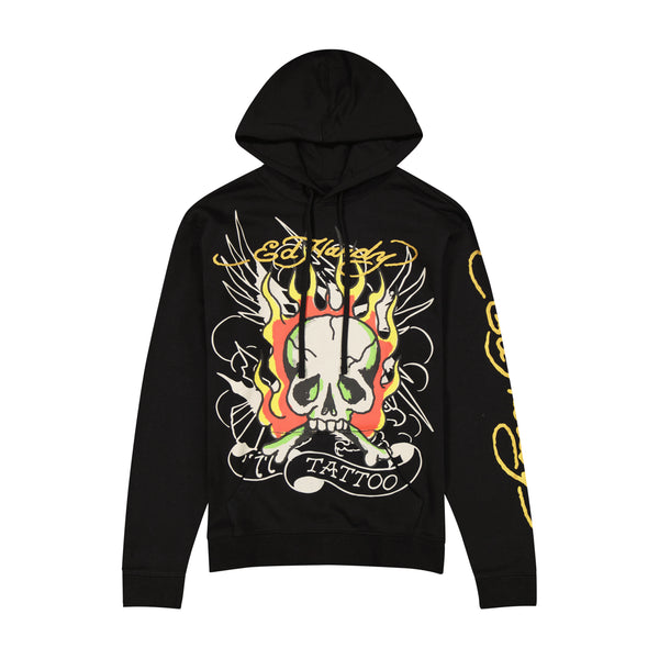 ed hardy Fire Skull Pullover Hoodie