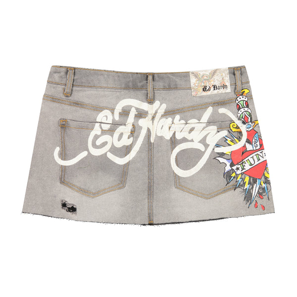 Ed Hardy Fun Dagger Denim Mini Skirt
