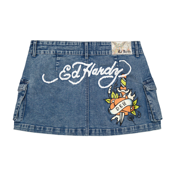 Ed Hardy Heart Dagger Cargo Skirt