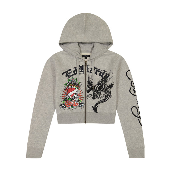 ed hardy Heart Roses Zip Hoodie