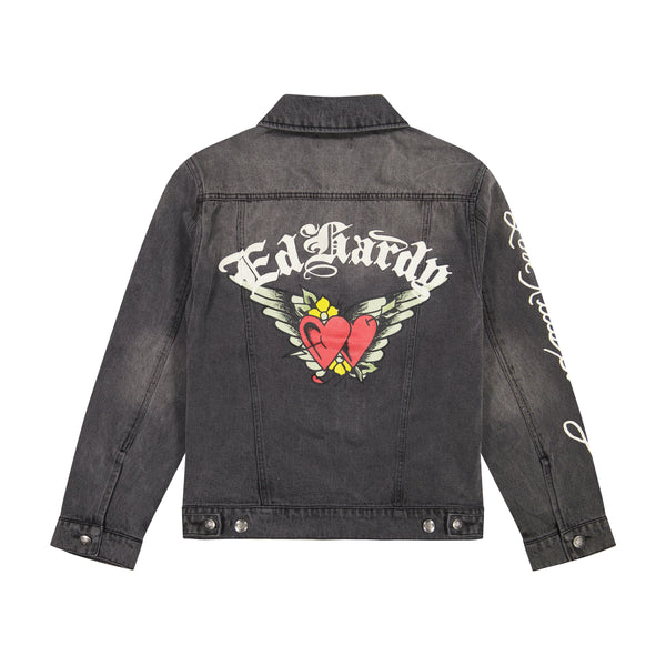 Ed Hardy Heart Wings Unisex Trucker Jacket