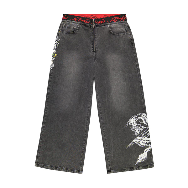 ed hardy LKS Dragon Elastic Band Jeans