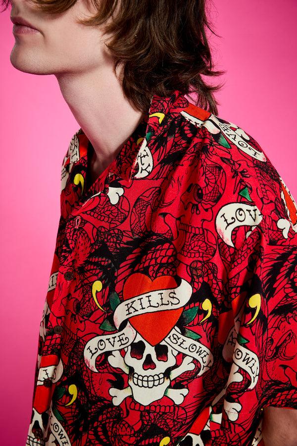 Ed Hardy LKS Skull Boxy Camp Shirt