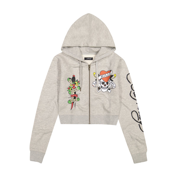 ed hardy LKS Skull Zip Front Hoodie
