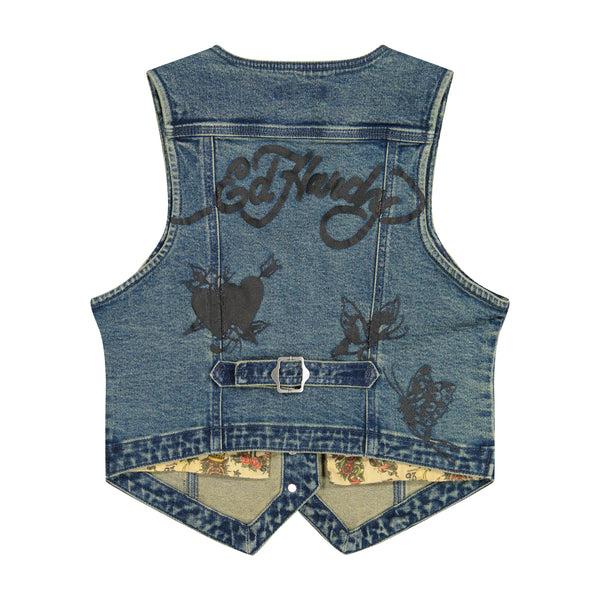 Ed Hardy Multi Tattoo Denim Vest