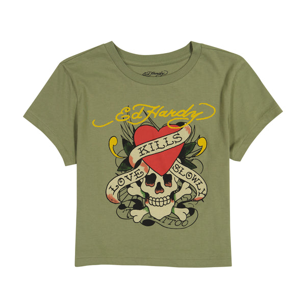 ed hardy Olive LKS Baby Tee
