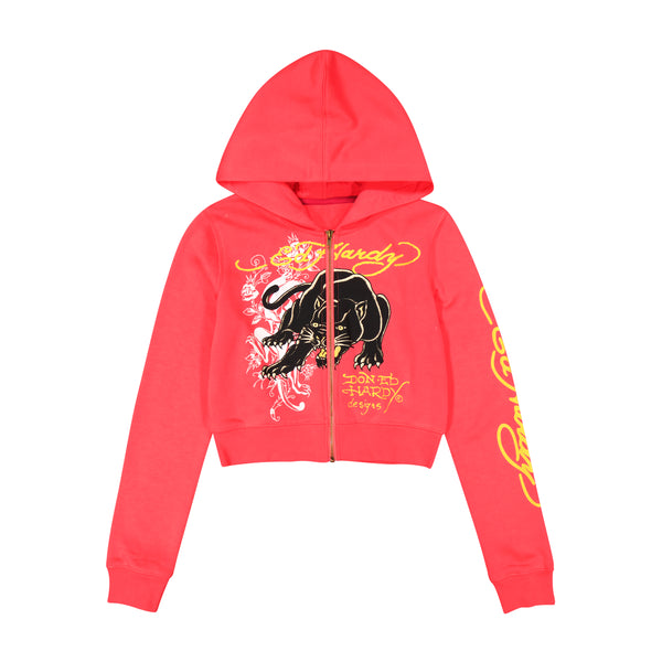 ed hardy Panther Cropped Hoodie