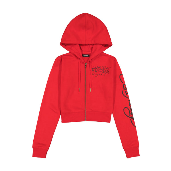 ed hardy Panther Dagger Cropped Hoodie