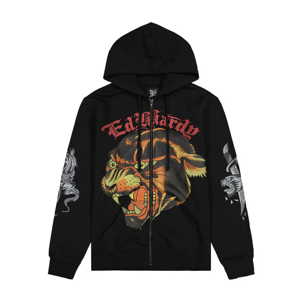ed hardy Panther Fleece Zip Front Hoodie
