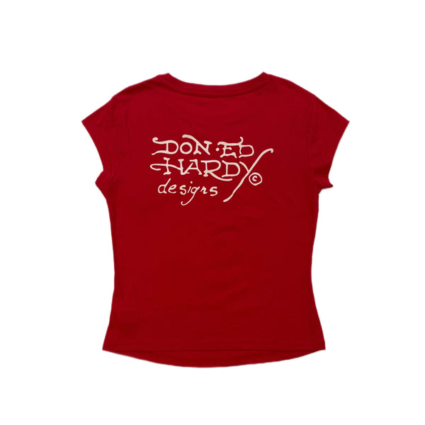 Ed Hardy Panther Rhinestone Cap Sleeve Tee