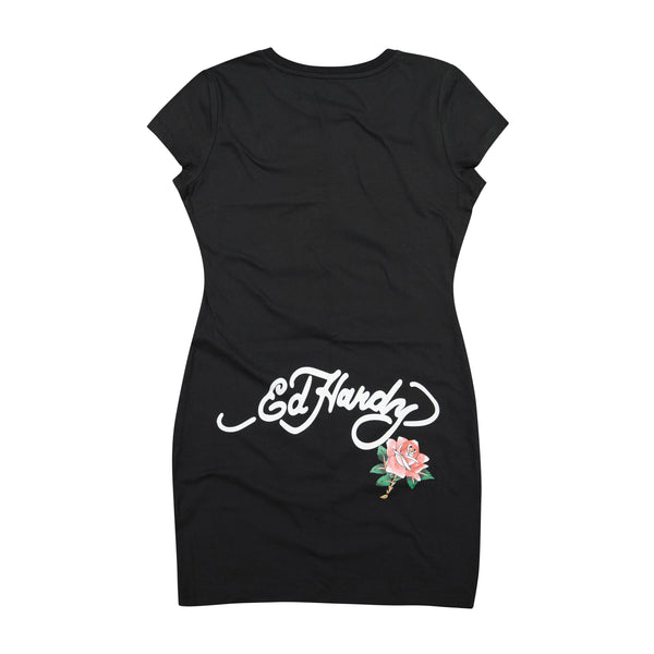 Ed Hardy Panther Roses Short Sleeve Tee Dress