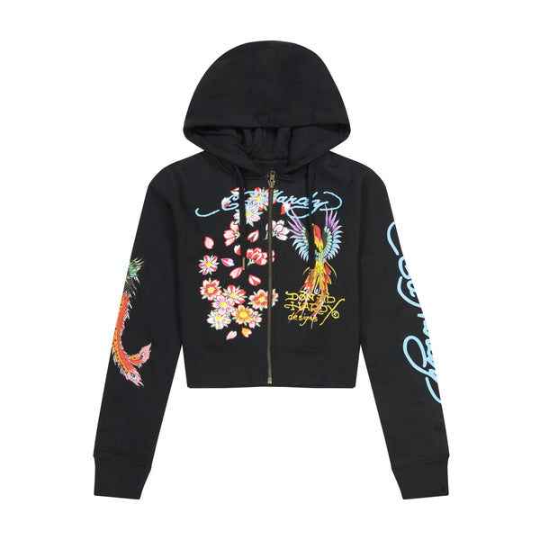 ed hardy Phoenix Cropped Hoodie