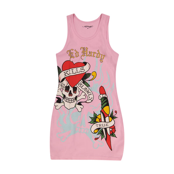ed hardy Retro Flash Rib Tank Dress