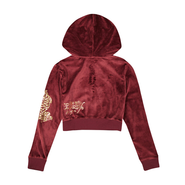 Ed Hardy Retro Tiger Y2K Velour Hoodie