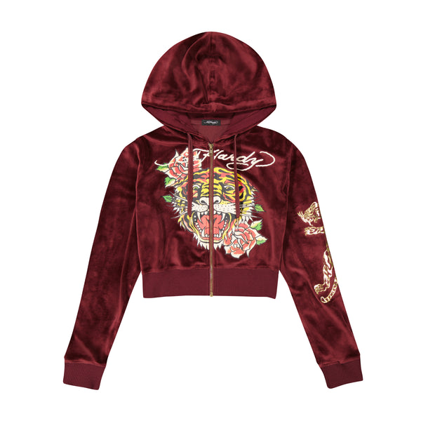ed hardy Retro Tiger Y2K Velour Hoodie