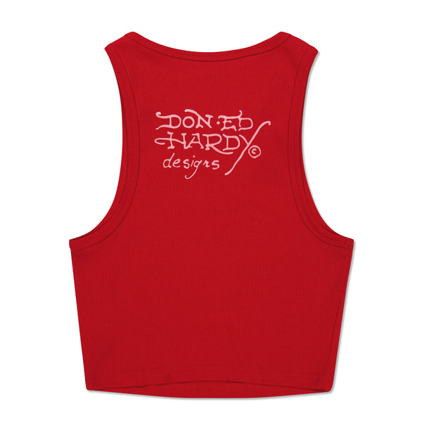 Ed Hardy Rhinestone Tiger Rib Knit Tank