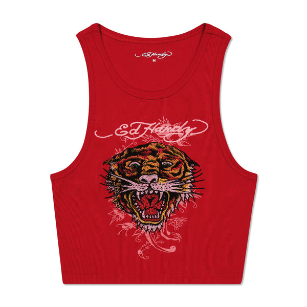 ed hardy Rhinestone Tiger Rib Knit Tank