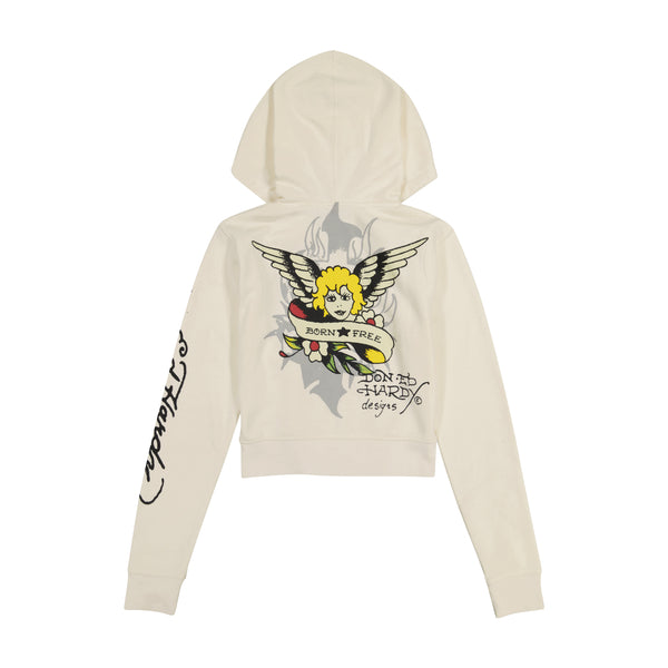 Ed Hardy Sacred Heart Cropped Hoodie