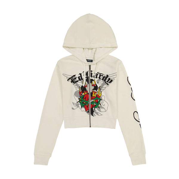 ed hardy Sacred Heart Cropped Hoodie