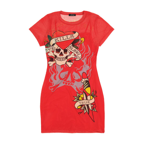 ed hardy Skull Dagger Mesh Tee Dress