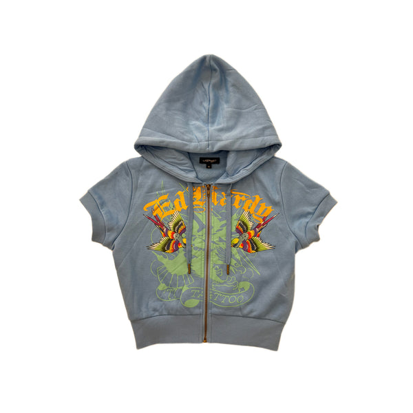 ed hardy Swallows Short Sleeve Zip Hoodie
