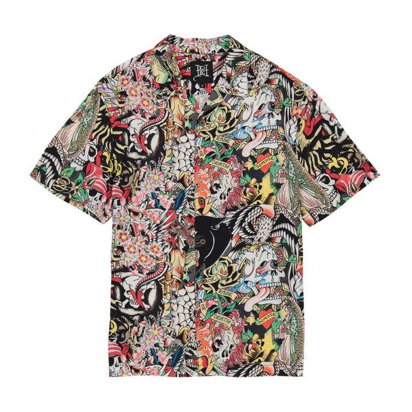 ed hardy Tattoo Collage Camp Shirt