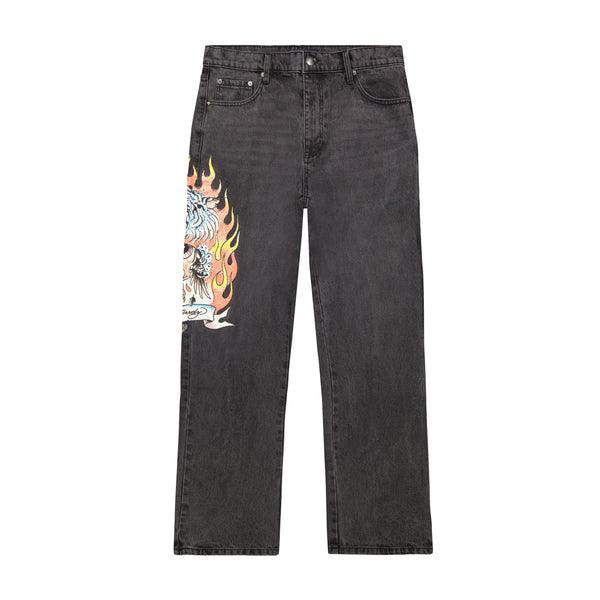 ed hardy Tiger Flame Loose Fit Jeans