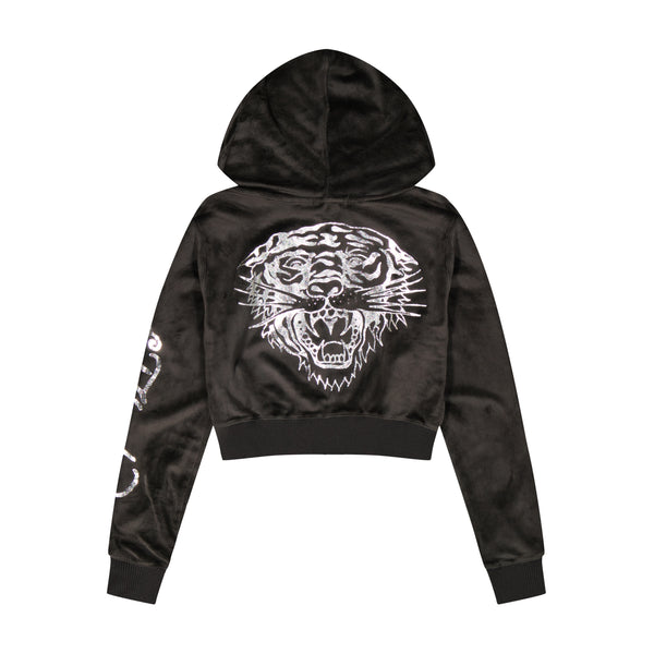 Ed Hardy Tiger Head Y2K Velour Hoodie