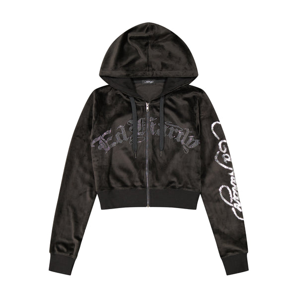ed hardy Tiger Head Y2K Velour Hoodie