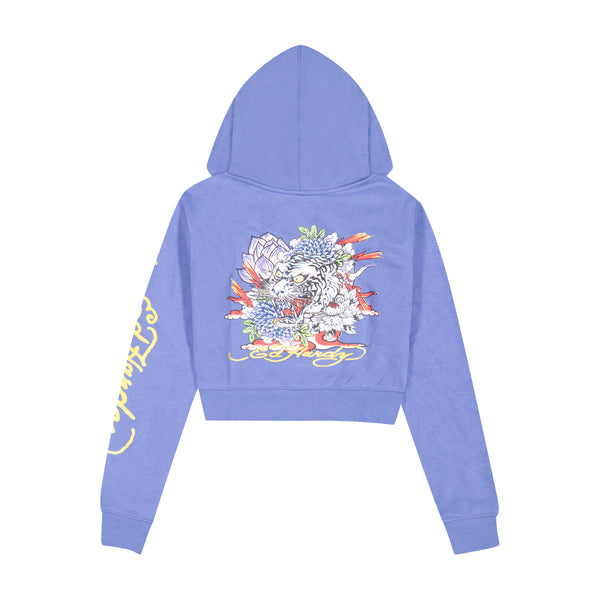 Ed Hardy Tiger Lotus Zip Front Hoodie