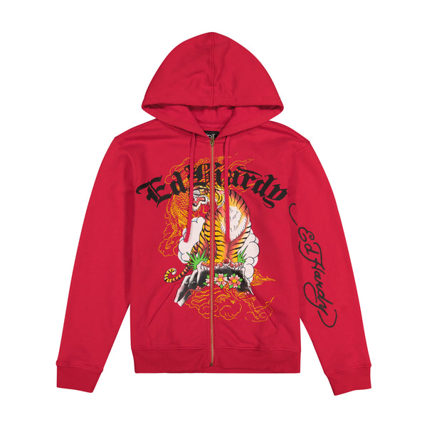 ed hardy Tiger Mountain Zip Front Hoodie