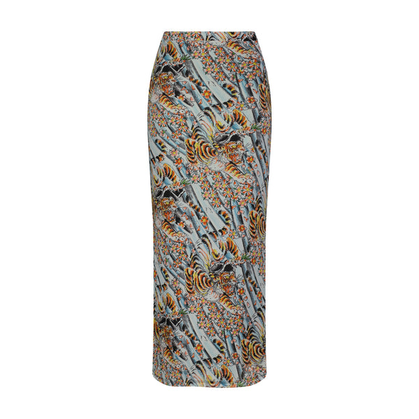 Ed Hardy Tiger Print Mesh Maxi Skirt
