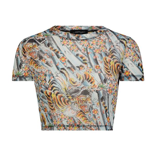 ed hardy Tiger Print Mesh Shirt