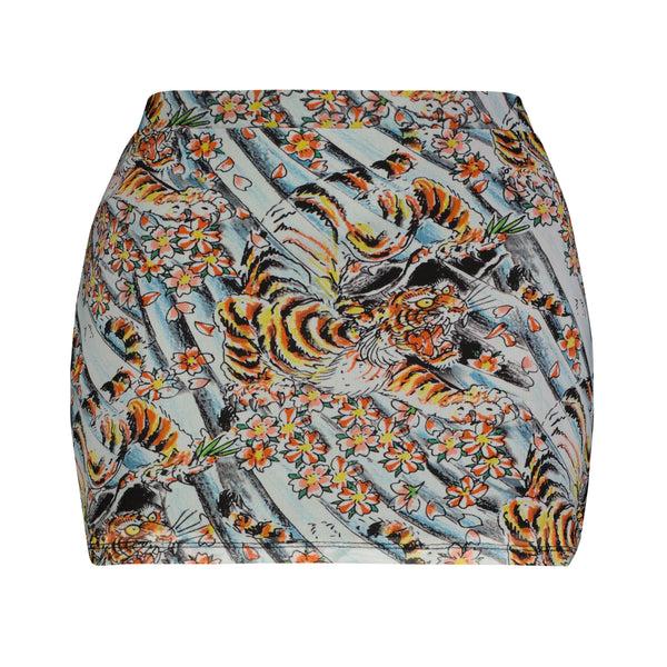 ed hardy Tiger Print Mesh Skirt