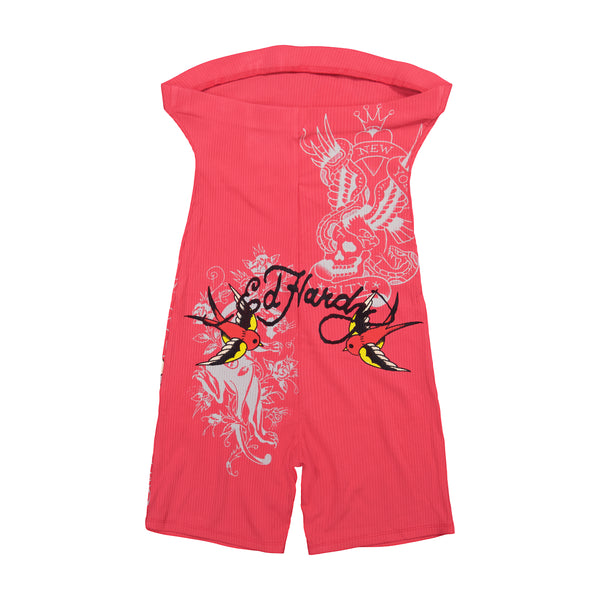 Ed Hardy Tiger Skull Ribbed Tube Romper